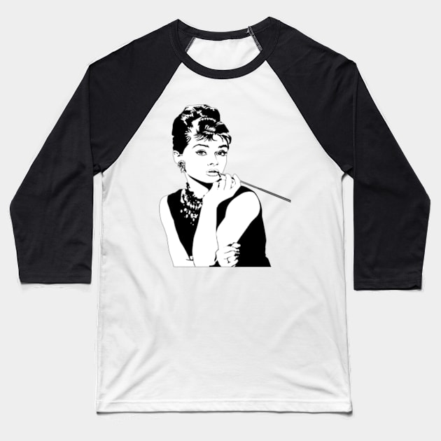 Audrey Hepburn Baseball T-Shirt by Winterplay